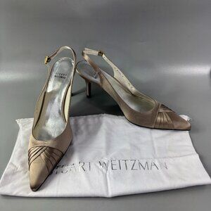 NWOT Stuart Weitzman Women's Tan Slingback Heels, Size 9.5 M